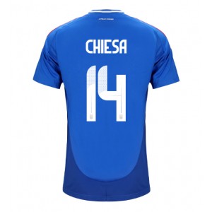 Fotbalové Dres Itálie Federico Chiesa #14 Domácí Oblečení ME 2024 Krátký Rukáv